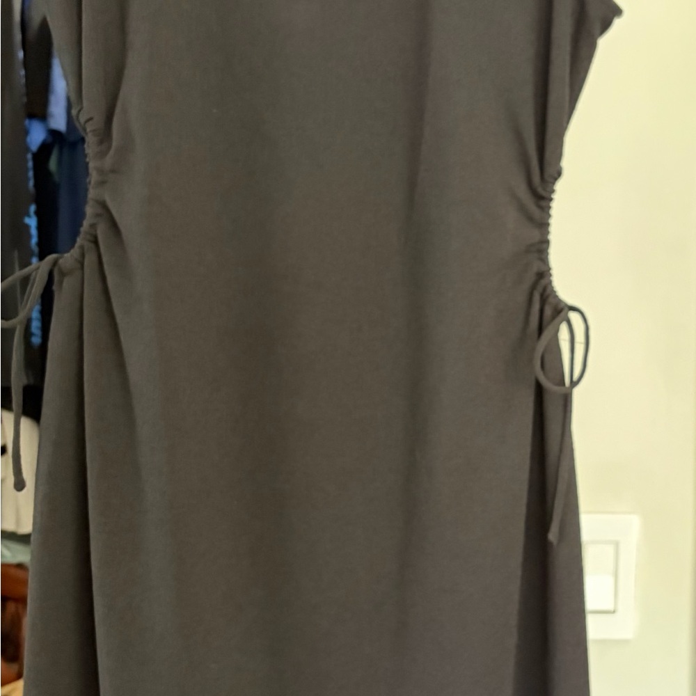 Casual Black Midi Side-Tie  Dress